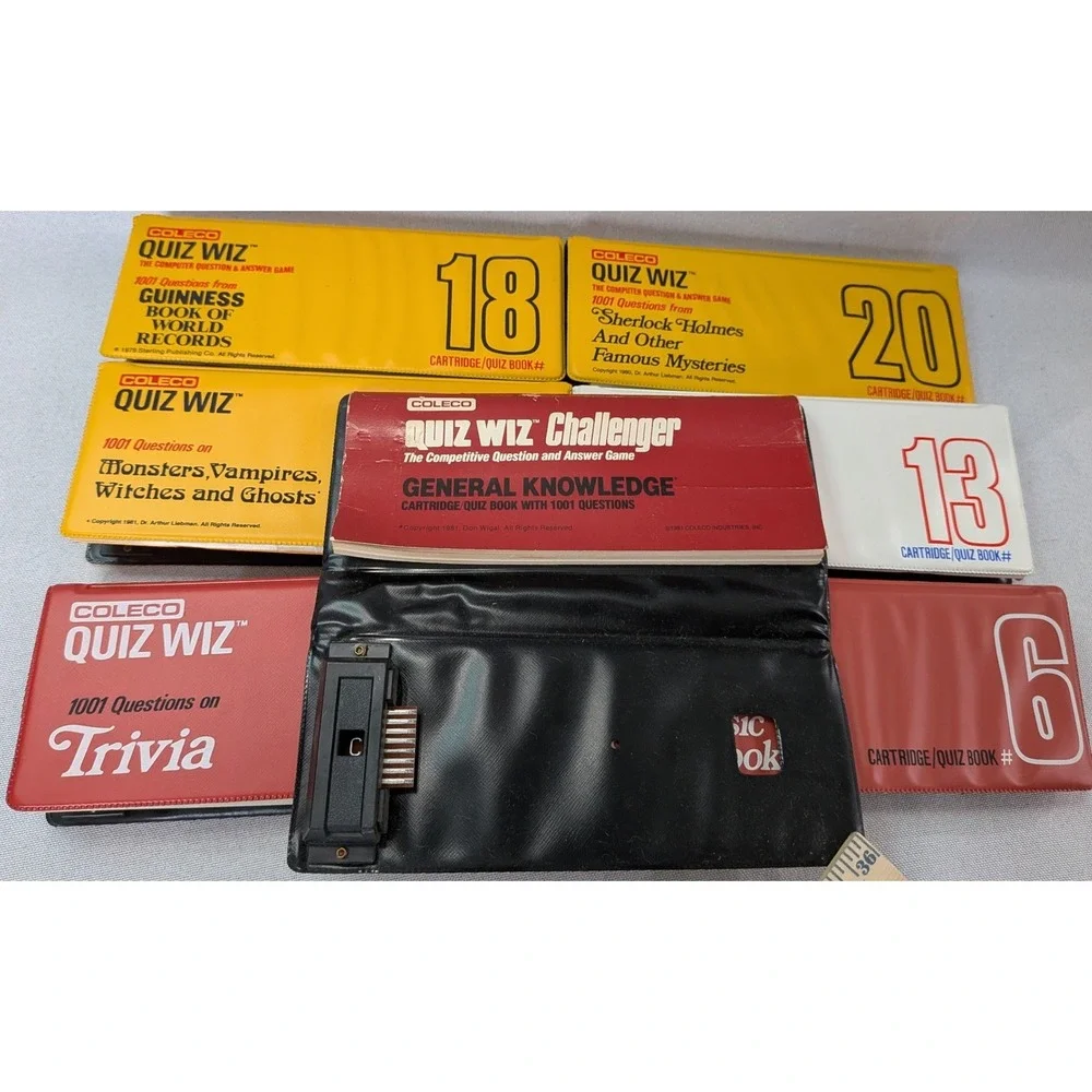 Coleco Quiz Wiz Challenger Console 7 Game Cartridge Bundle Vintage 1980s Good